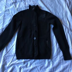 Black zip-up bottom Fox sweater