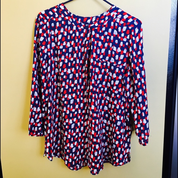 💋 NYDJ Pleat Colorful 3/4 Sleeves Top 👛