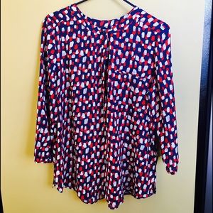 💋 NYDJ Pleat Colorful 3/4 Sleeves Top 👛