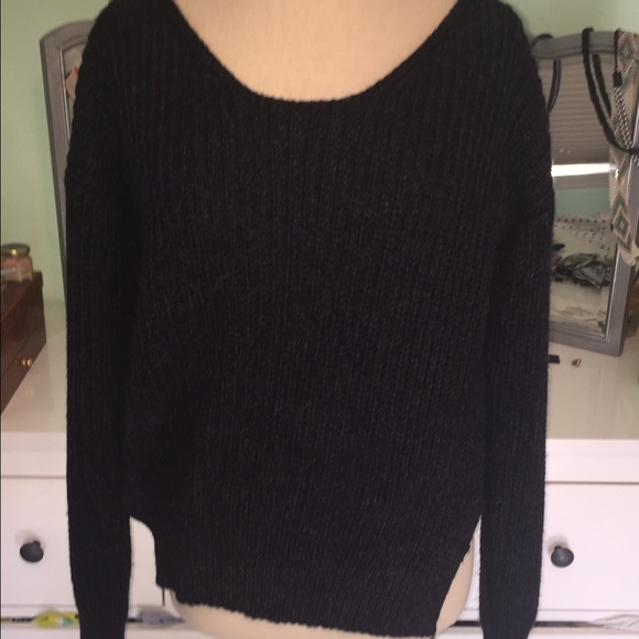 Sparkle and Fade black criss cross back sweater