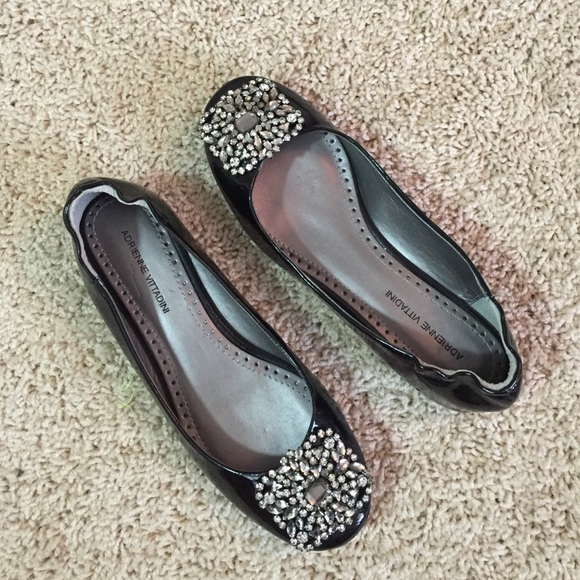 Black embellished flats
