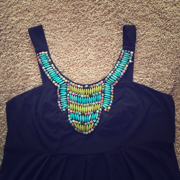 Beaded detail, black Maxi dress