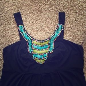 Beaded detail, black Maxi dress