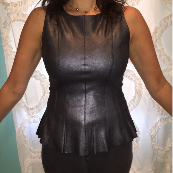 Leather sleeveless peplum top