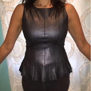 Leather sleeveless peplum top