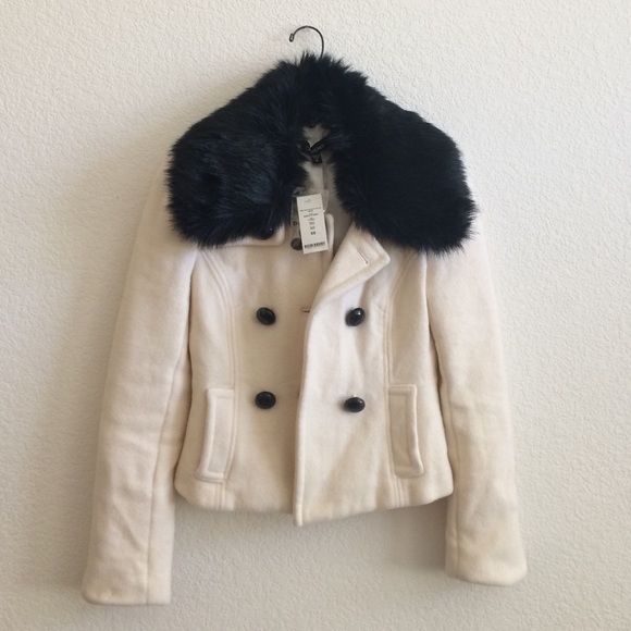 BEBE Maxi Coat With Removable Fur Collar