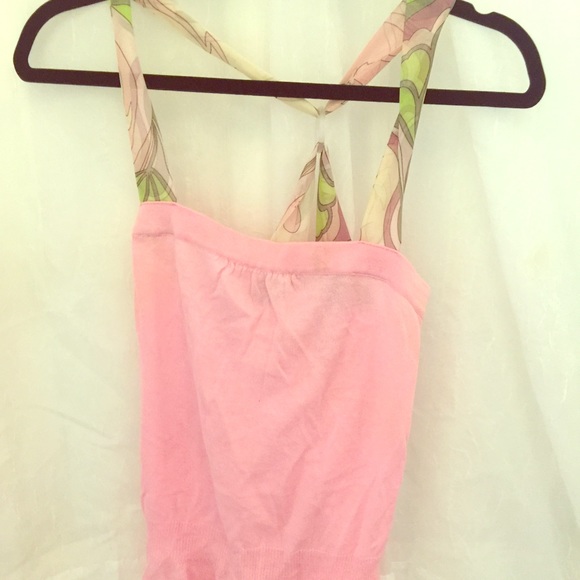 Pink tank with paisley print straps - Picture 1 of 3