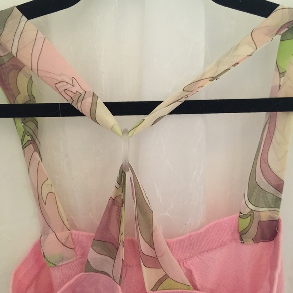 Pink tank with paisley print straps - Picture 3 of 3