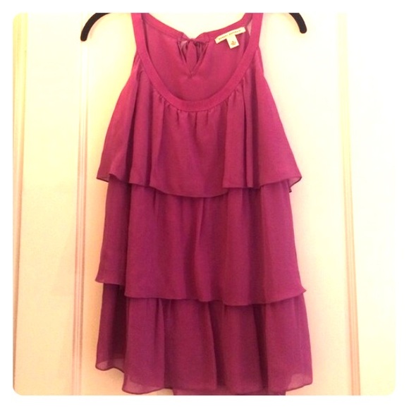 Fuschia tiered silk top