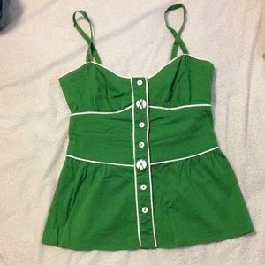 Anthropology green peplum top size 2 Viola