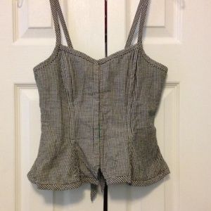 Anthropologie black gingham peplum top sz 2