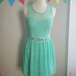 Green Lace Mini Dress
