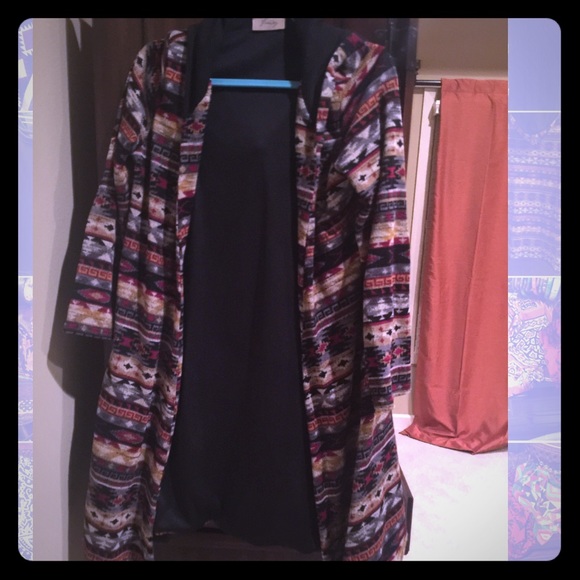 Aztec Hooded Long Knit Cardigan