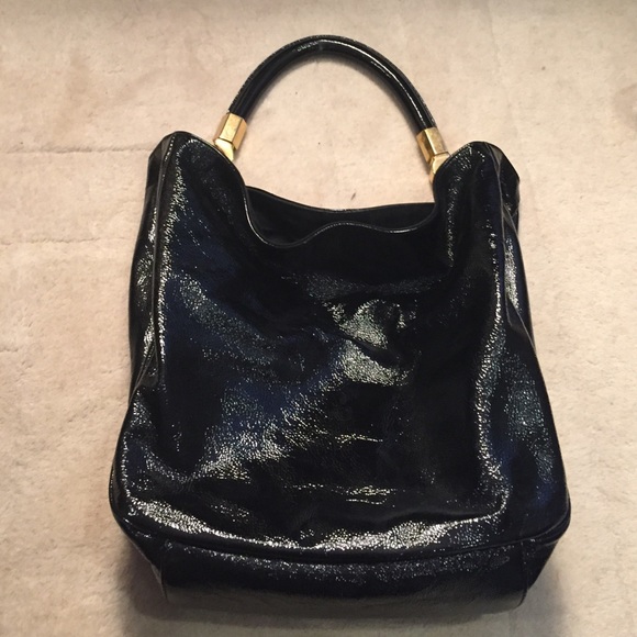 YSL black patent roady bag