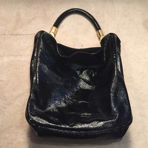 YSL black patent roady bag