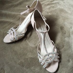 Blush Chinese laundry t-strap kitten heels.