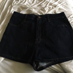 High waisted dark wash BDG jean shorts