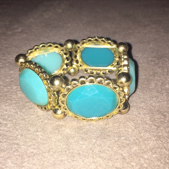 Turquoise chunky gold bracelet - Picture 1 of 1
