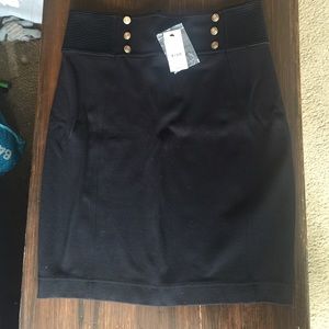 Express Black High waisted skirt with gold buttons