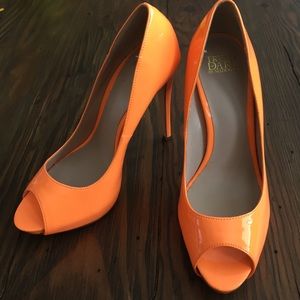 Brand new coral orange peep toe heels size 8
