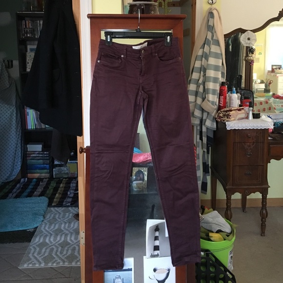 dark purple skinny jeans