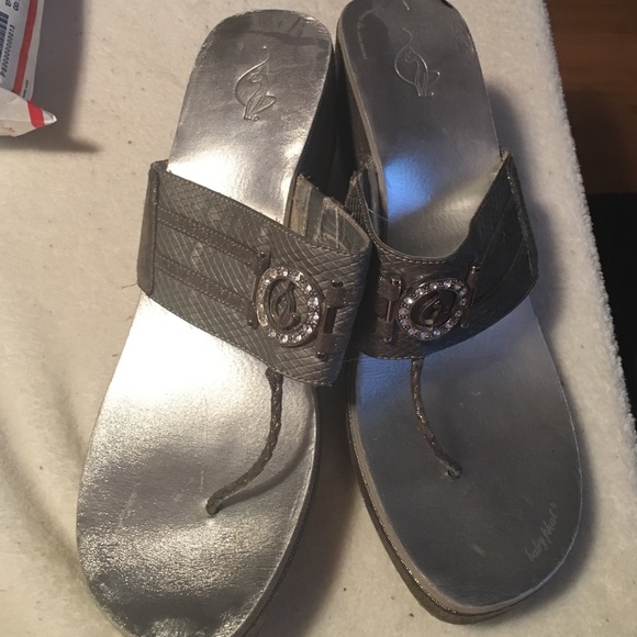 Babyphat women's sz 11M Silver Wedge sandals - Picture 1 of 4