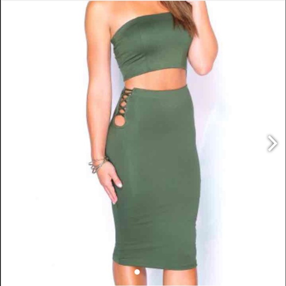 Olive pencil skirt set