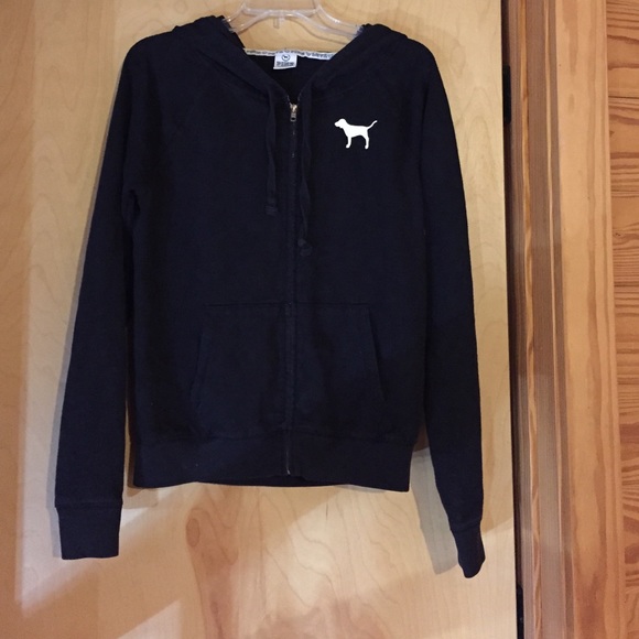 Victoria's Secret PINK black zip up hoodie!