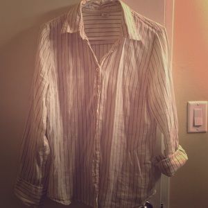 J.Crew, linen, black and white button up