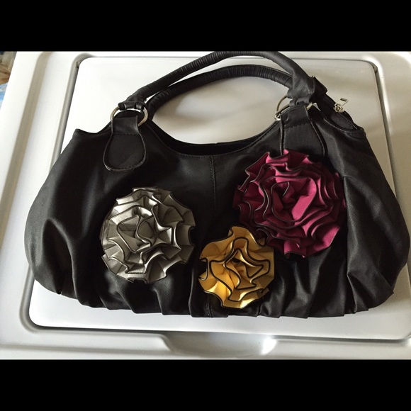 Black floral purse