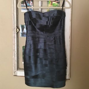 Blue fitted Bebe strapless dress, XXS