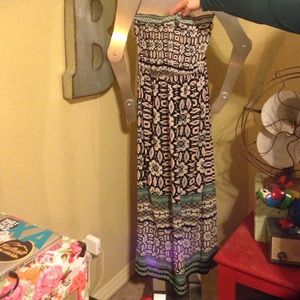 Strapless Maxi Dress with Cutout