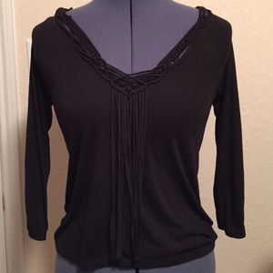 American Eagle Tribal Weave Black Top