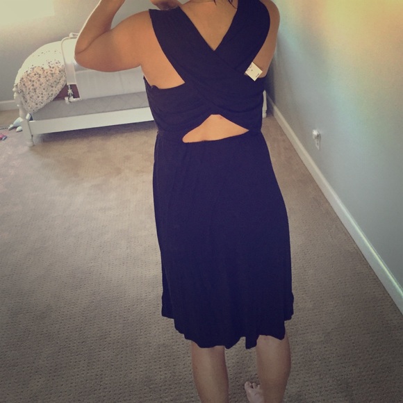 Loft black jersey dress (cross back)