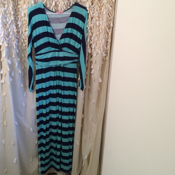 Lilly Pulitzer teal & navy maxi