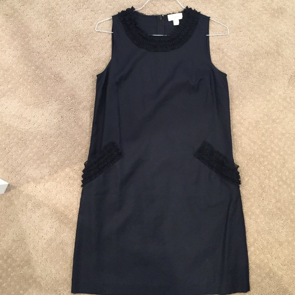 Black shift dress with ruffle detail