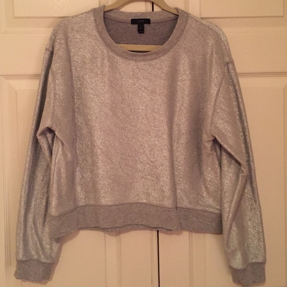 JCREW Silver Metallic Sweatshirt, M - Picture 3 of 4