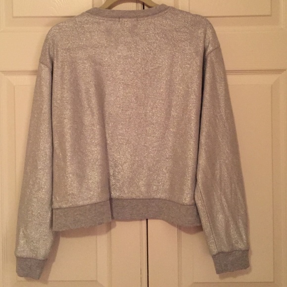 JCREW Silver Metallic Sweatshirt, M - Picture 4 of 4