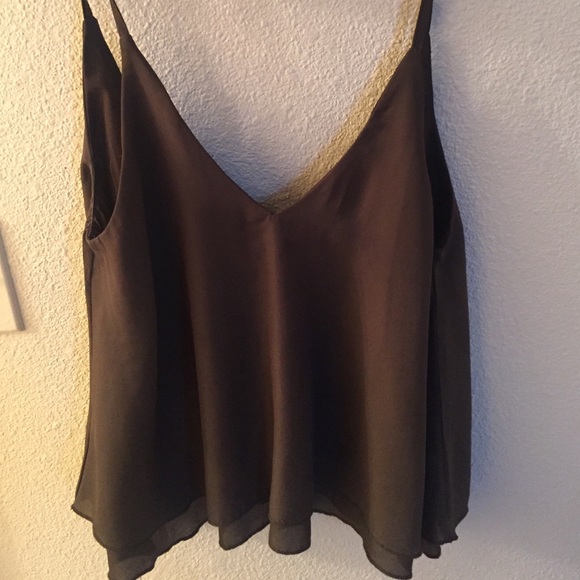 Olive green flowy chiffon top