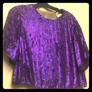 3.1 Philip Lim (Purple Silk & Sequined Crop Top)