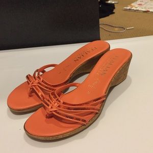 Orange Italian shoemaker flip flops