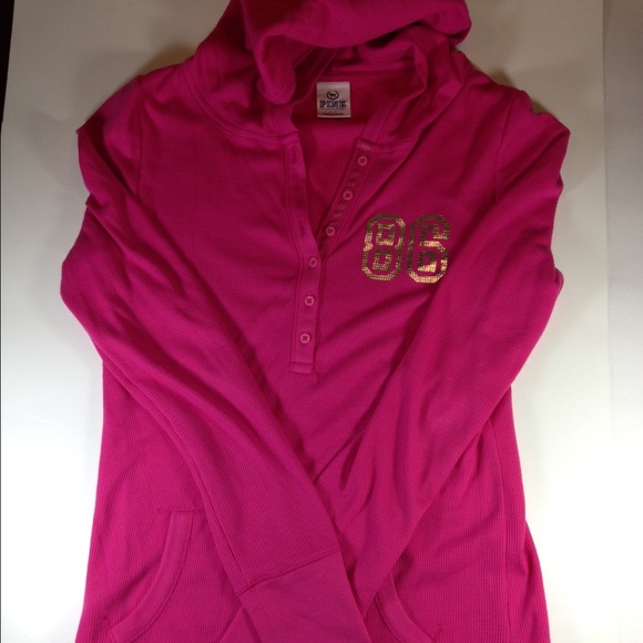 Victoria's Secret Pink Half Button Hoodie Small