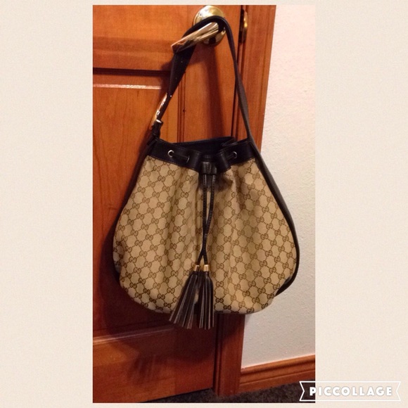 Authentic Gucci Interlocking G Drawstring Hobo Bag