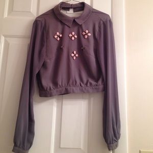Gray embellished blouse