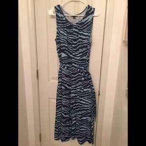 Land's End Blue print keyhole dress-worn once