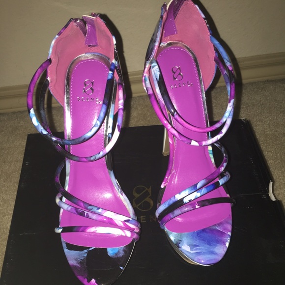 Multi colored open toed heels!