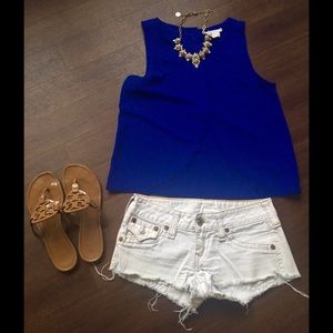 White True Religion Cut Off Shorts