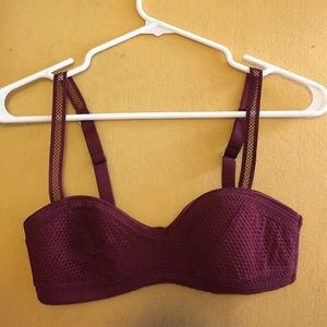 Maroon mesh bra