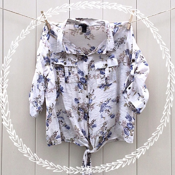 gray   floral   blouse