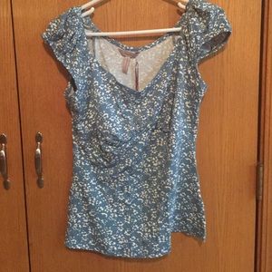 Sage and white floral top